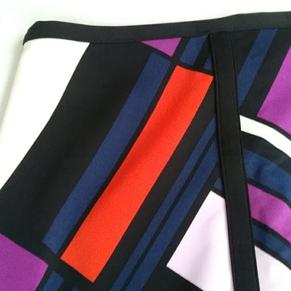 Worthington Pattern Pencil Skirt w/Front Slit 6 Black Blue - Picture 9 of 15